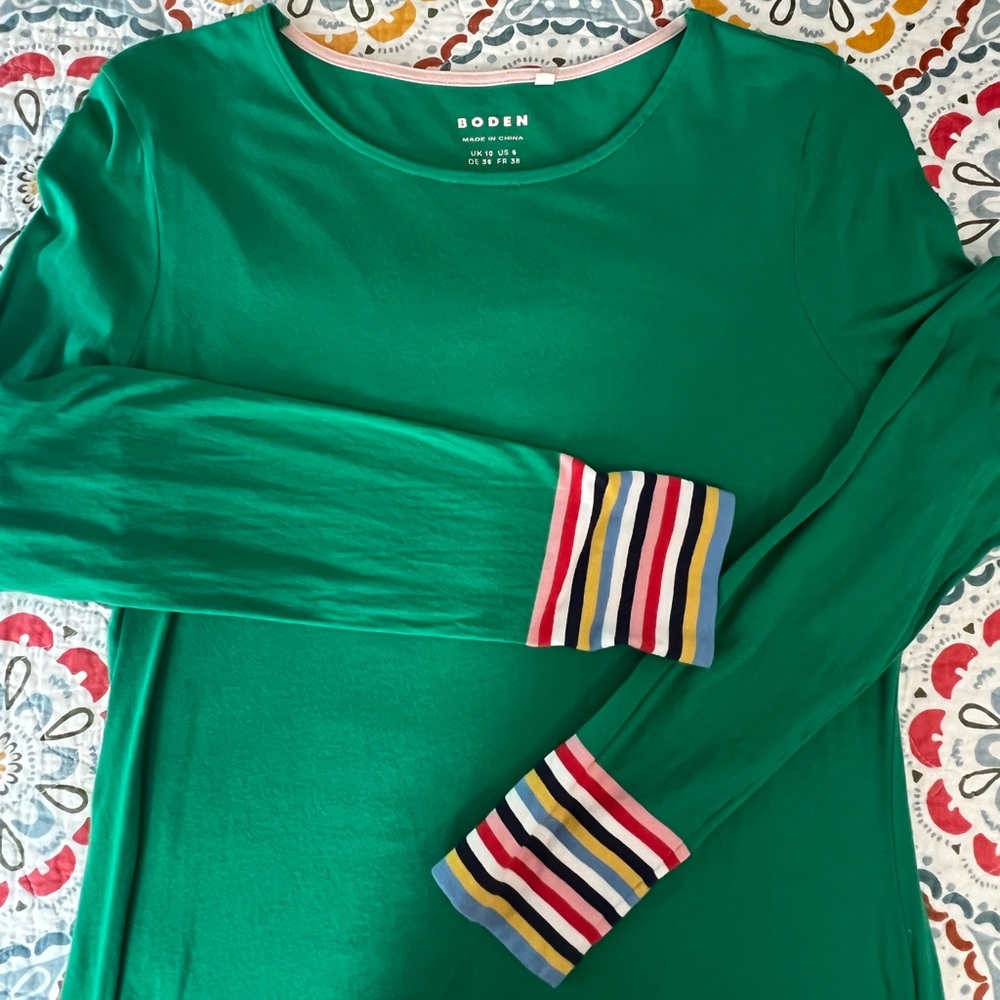 Boden Bright Green Crew Neck Tee